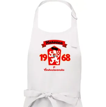 Kuchyňská zástěra Narozen v Československu - Přelepený znak 1968 - Pánská zástěra na vaření - Univerzální velikost ( Bílá )