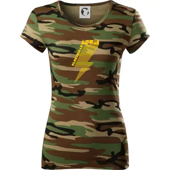 Dámské tričko Jsem elektrikář - blesk - Dámské maskáčové triko - XS ( Hnědý maskáč )