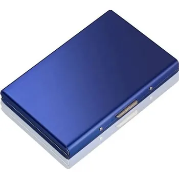 Peněženka Kovové pouzdro na karty s RFID | slim peněženka, cestovní pouzdro - Modré sloty pro 6 karet