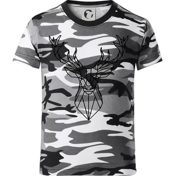 Chlapecké tričko Geometrie - Jelen velký - Dětské maskáčové triko - 146 cm/10 let ( Šedý maskáč )