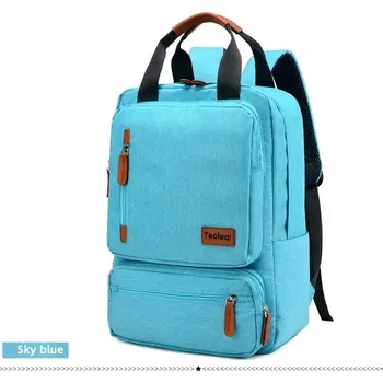 Moderní plátěný studentský batoh na notebook | školní batoh, cestovní batoh - NEBESKÁ MODRÁ