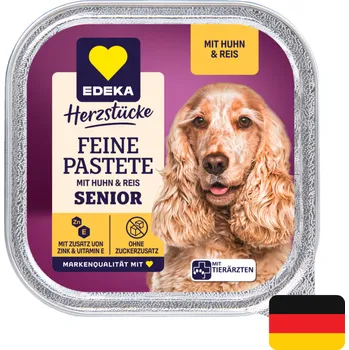 Krmivo pro psa Edeka paštika pro psy 300 g s kuřecím masem a rýží Senior (Dovoz: Německo)