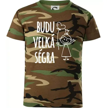 Budu velká ségra - Dětské maskáčové triko - 146 cm/10 let ( Hnědý maskáč )