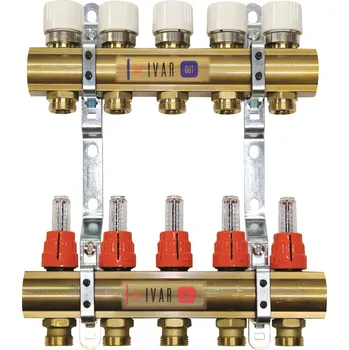 rozdělovač topení IVAR Sestava rozdělovač/sběrač CS 553 DVP - bez skříně - 5/4"xEK; 10cestný; mosaz (400290DVP)