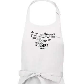 Kuchyňská zástěra Jizerky na kole celopéro - Dámská zástěra na vaření - Univerzální velikost ( Bílá )
