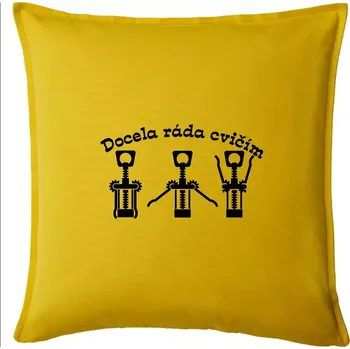 Polštář Docela ráda cvičím - Polštář 50x50 - 50x50 - Pouze potah ( Žlutá )