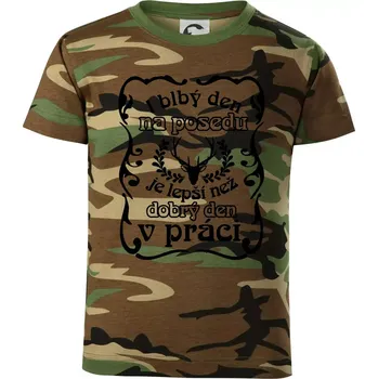 Chlapecké oblečení Blbý den na posedu - Dětské maskáčové triko - 146 cm/10 let ( Hnědý maskáč )