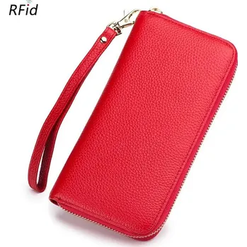 Peněženka Kožená peněženka s RFID ochranou | Stylová dlouhá peněženka - červený