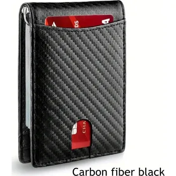Peněženka Tenká slim peněženka na karty s klipem | pánská peněženka, slim peněženka - Uhlíkové vlákno černé