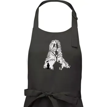 Kuchyňská zástěra Halloween duch - Pánská zástěra na vaření - Univerzální velikost ( Dřevěné uhlí )