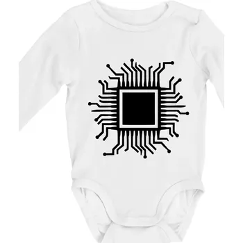 Procesor - Body kojenecké s dlouhým rukávem - Dlouhý r. 3-6 měs ( Bílá )