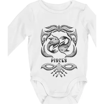 Pisces - vintage - Body kojenecké s dlouhým rukávem - Dlouhý r. do 3 měs ( Bílá )