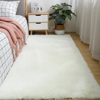 Koberec Stylový chlupatý koberec do ložnice | koberec, deka pod nohy, koberec na hraní - Bílý , 40x 60cm