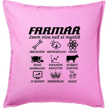Polštář Symboly Farmář - Polštář 50x50 - 50x50 - Pouze potah ( Růžová )