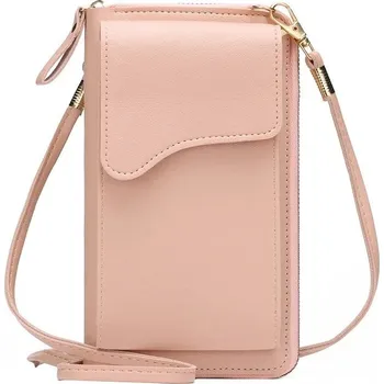 Kabelka Malá koženková crossbody taška s kapsou | crossbody kabelka, dámská kabelka - A-růžová