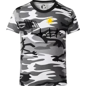 Chlapecké tričko Ekg Fotovoltaická elektrárna - Dětské maskáčové triko - 122 cm/6 let ( Šedý maskáč )