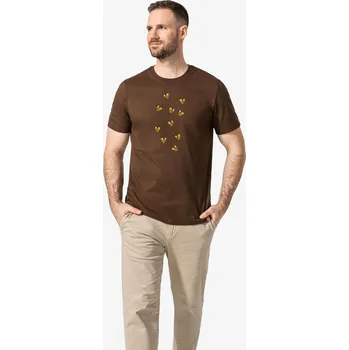 CityZen - AGEN Pánské tričko kávově hnědé s potiskem Včeličky S