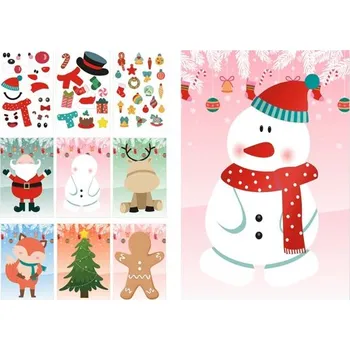 Vánoční dekorace GLIMN. Sada šesti listů s vánočními figurkami a 3 listy samolepek