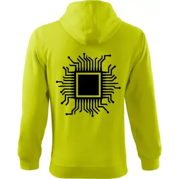 Pánská mikina Procesor - Mikina s kapucí na zip trendy zipper - M ( Limetková )