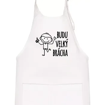 Kuchyňská zástěra Budu velký brácha - Dětská zástěra na vaření - Univerzální velikost ( Bílá )