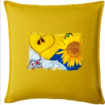Polštář Ukrajina slunečnice a kroj - Polštář 50x50 - 50x50 - Pouze potah ( Žlutá )