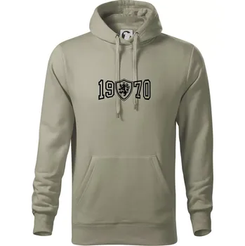 Pánská mikina Narozeninový motiv - znak - 1970 - Mikina pánská Cape s kapucí - L ( Light khaki )