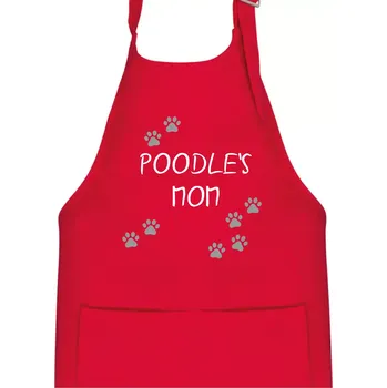 Kuchyňská zástěra Poodle`s mom Pudl) (Reflexní tlapky) - Dětská zástěra na vaření - Univerzální velikost ( Červená )