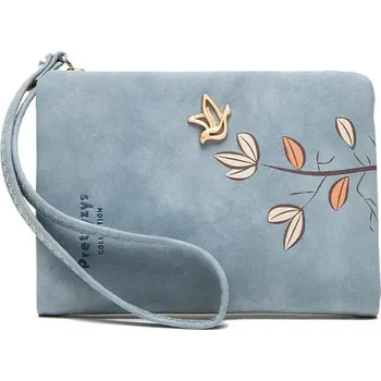 Roztomilá peněženka se zipem a vzorem ptáčka | dámská peněženka, malá peněženka - Modrý