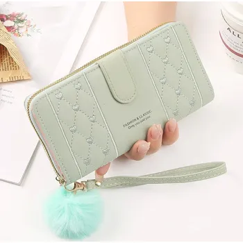 Peněženka Dlouhá koženková peněženka s držákem karet | dámská peněženka, organizér karet - Zelený