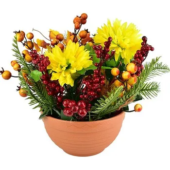 Vánoční dekorace DOMMIO Podzimní miska se žlutými chryzantémami 25 × 25 cm