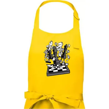 Kuchyňská zástěra Šachový stůl - Dámská zástěra na vaření - Univerzální velikost ( Žlutá )