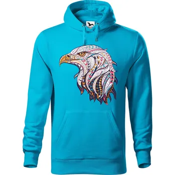 Pánská mikina DOBRÝ TRIKO Pánská mikina s potiskem Hlava orla Velikost pánské mikiny: 3XL, Barva: Tyrkysová