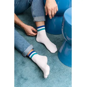 Pánské oblečení Ponožky Steven art.054 Sportovní pruhy 38-46 bílá/mrkvově oranžová 41-43