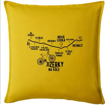 Polštář Jizerky na kole - horské kolo - Polštář 50x50 - 50x50 - Pouze potah ( Žlutá )