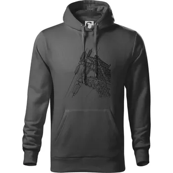 Pánská mikina Nákres stožáru vysokého napětí - Mikina pánská Cape s kapucí - 5XL ( Ocelově šedá )