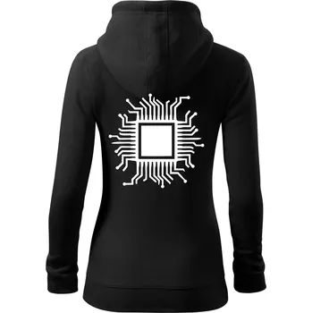 Dámská mikina Procesor - Dámská mikina trendy zipper s kapucí - XL ( Černá )