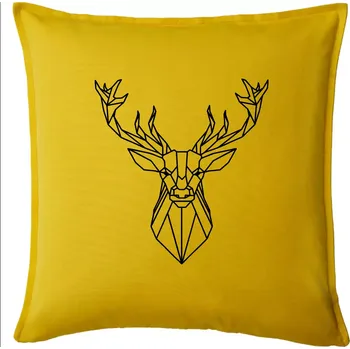Polštář Geometrie - Jelen velký - Polštář 50x50 - 50x50 - Pouze potah ( Žlutá )