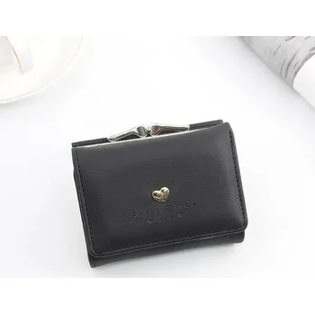 Peněženka Pastelová srdíčková retro peněženka dámská | barevná peněženka, kožená peněženka - T411 černá