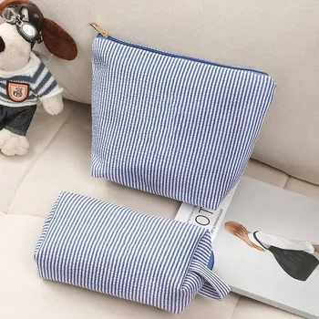 Kosmetická taška Kosmetická sada taštiček s proužkem pro cestování | kosmetická taštička, dámská kabelka - Modrý