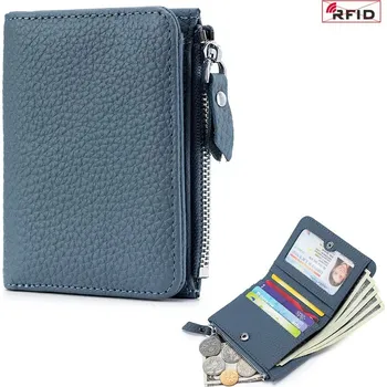 Peněženka Kožená RFID peněženka do kapsy | peněženka, držák karet - Modrý