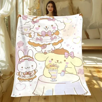 Dětská deka Pom pom purin deka flísová anime | dětská přikrývka, cestovní deka - 4 , 70x100cm