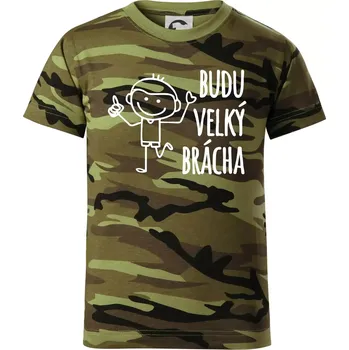 Budu velký brácha - Dětské maskáčové triko - 146 cm/10 let ( Zelený maskáč )
