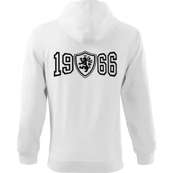 Pánská mikina Narozeninový motiv - znak - 1966 - Mikina s kapucí na zip trendy zipper - S ( Bílá )