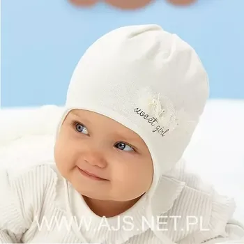 Čepice Dívčí čepice AJS 50-002 krém 40-42 cm