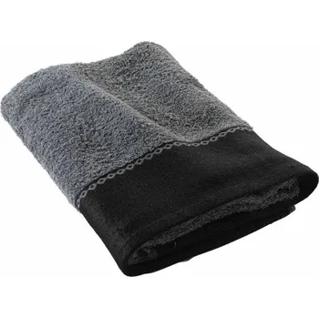 Koupelnová předložka Blancheporte Sada froté s žakárovým pruhem, bavlna 450g/m2 antracitová osuška 90x150 cm