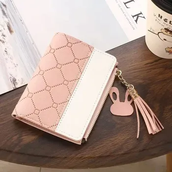 Stylová skládací peněženka dámská | dámská peněženka, malá peněženka - Růžový