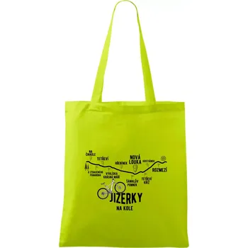 Nákupní taška Jizerky na kole celopéro - Taška bavlněná - 42 x 38 cm ( Limetková )
