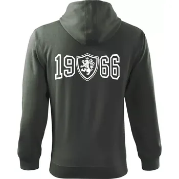 Pánská mikina Narozeninový motiv - znak - 1966 - Mikina s kapucí na zip trendy zipper - M ( Tmavá břidlice (šedá se zeleným nádechem) )