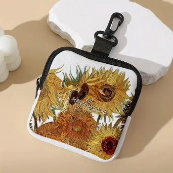 Peněženka Mini květinová peněženka na zip | malá peněženka, kapsička na mince - Slunečnice