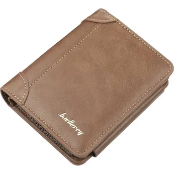 Peněženka Malá skládací peněženka s kapsou na zip | pánská peněženka, koženková peněženka - Hnědý